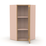 Liberty Shaker Karamel - 27 Inch Diagonal Corner Glass Door Wall Cabinet - 27" Width x 36" Height x 15" Depth