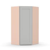 Liberty Shaker Ashen - 27 Inch Diagonal Corner Wall Cabinet - 27" Width x 36" Height x 15" Depth