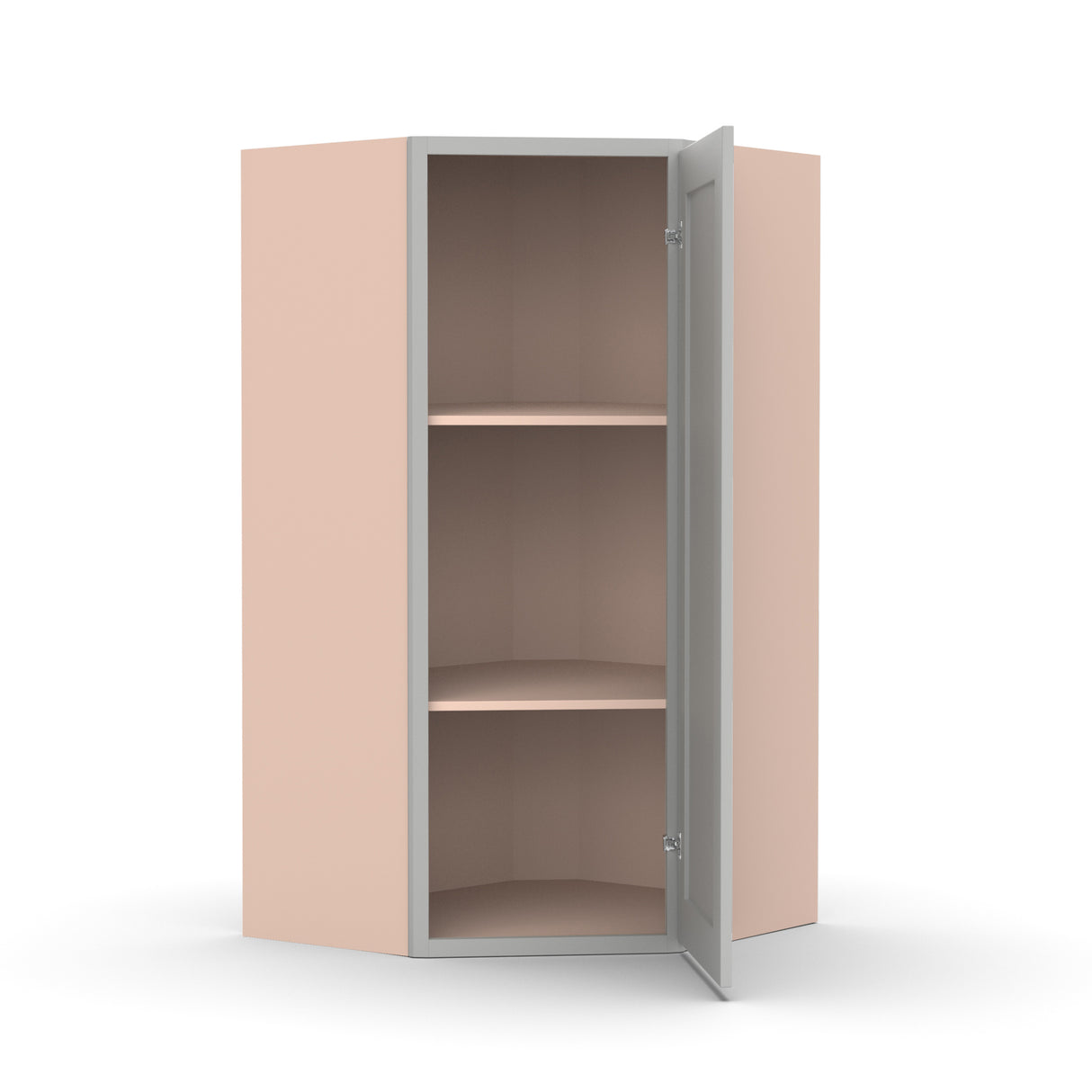 Liberty Shaker Ashen - 27 Inch Diagonal Corner Wall Cabinet - 27" Width x 36" Height x 15" Depth