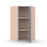 Liberty Shaker Ashen - 27 Inch Diagonal Corner Wall Cabinet - 27" Width x 36" Height x 15" Depth