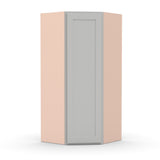 Liberty Shaker Ashen - 27 Inch Diagonal Corner Wall Cabinet - 27" Width x 42" Height x 15" Depth