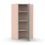 Liberty Shaker Ashen - 27 Inch Diagonal Corner Wall Cabinet - 27" Width x 42" Height x 15" Depth