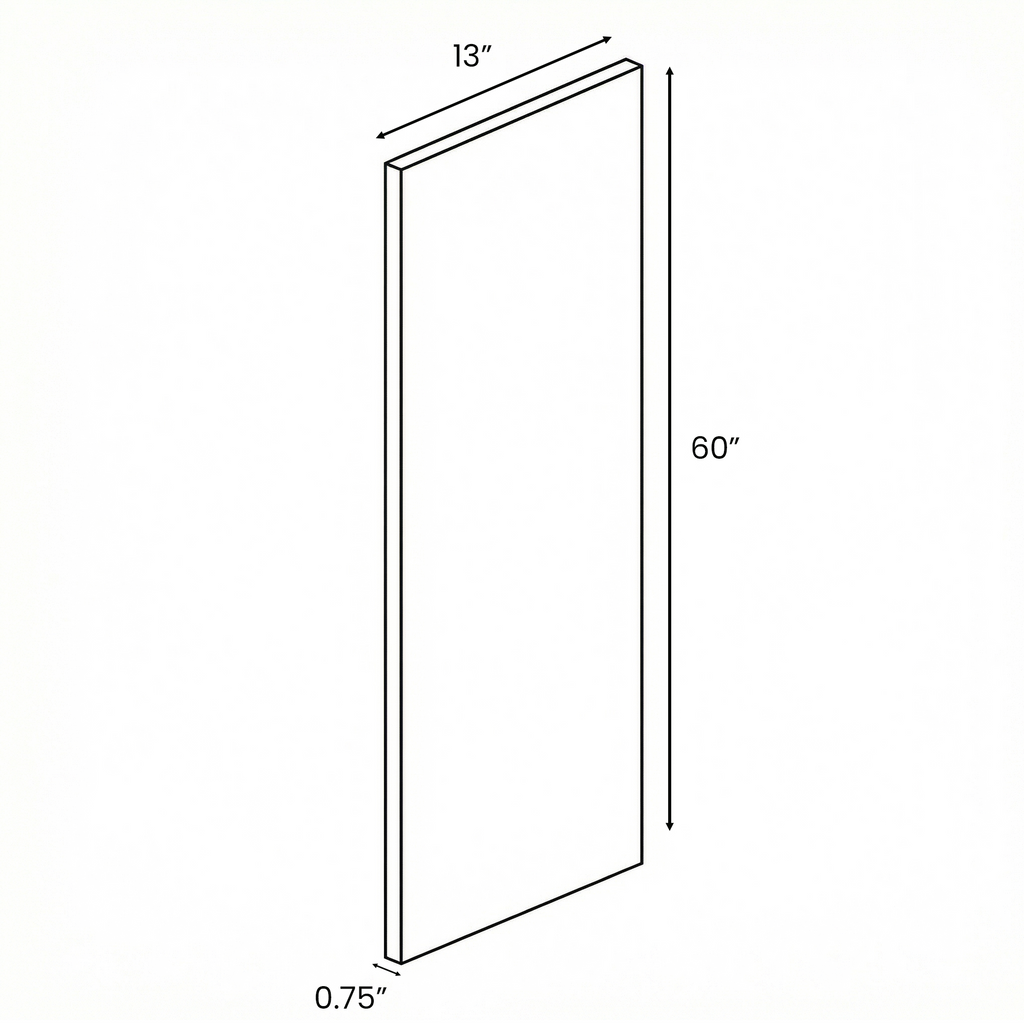 Gris Plomo Matte - Finished End Panel - 60 Inch Height x 13 Inch Width x 0.75 Inch Depth - M16-WDD1360