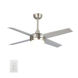 NEVA 52" In. Silver/Chrome 4 Blade Smart Ceiling Fan with LED Light Kit Works with LED Light Kit & Smart Wall Switch