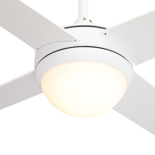 NEVA 52" In. White/White 4 Blade Smart Ceiling Fan with LED Light Kit Works with LED Light Kit & Smart Wall Switch