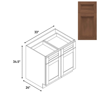 RTA - Havana Walnut - Base Cabinet with 2 Door 2 Drawer 1 Shelf - 33