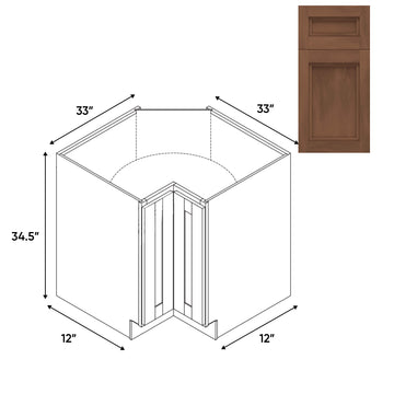 RTA - Havana Walnut - Lazy Susan - 1 Door 2 Wood Turning Shelf - 33