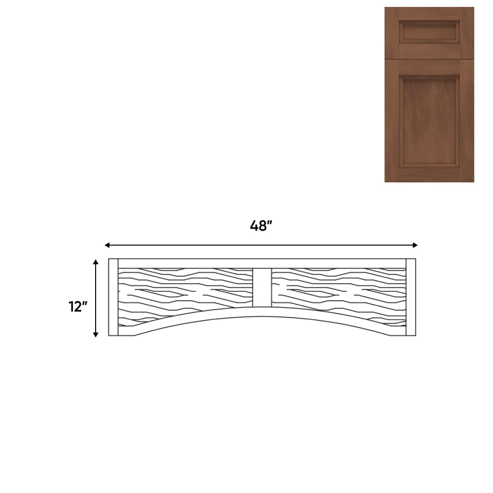 RTA - Havana Walnut - 48"W x 12"H - Valance (Raised Wood Panel) - 48"W x 12"H - HAW-VAD48