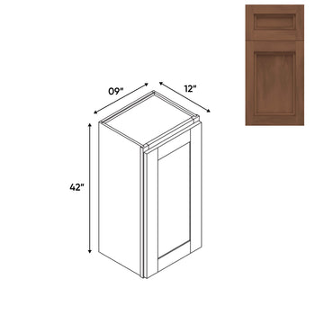 RTA - Havana Walnut - Wall High Cabinets with 1 Door 2 Shelf - 09