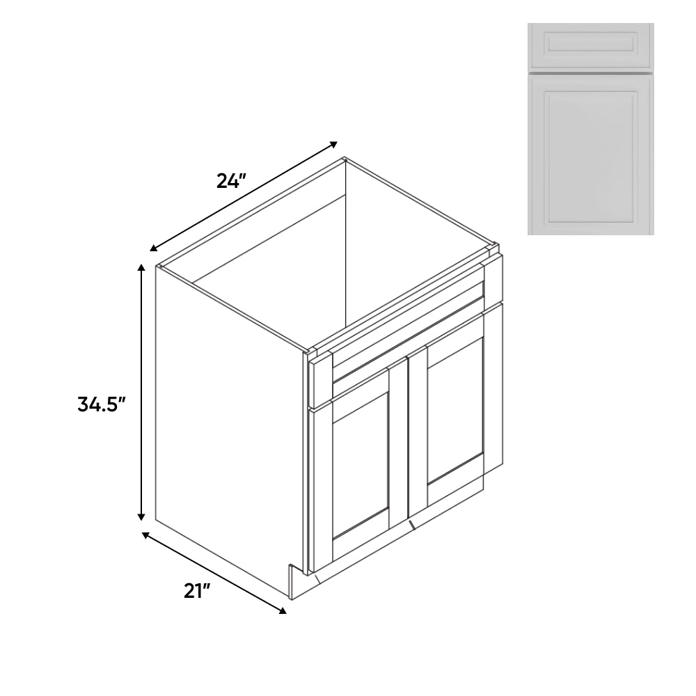 RTA - Elegant Shaker White - Vanity Cabinets with 2 Door - 24"W x 34.5"H x 21"D