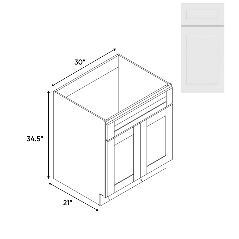 RTA - White Shaker - Vanity Cabinets with 2 Door - 30"W x 34.5"H x 21"D - VWS-3021