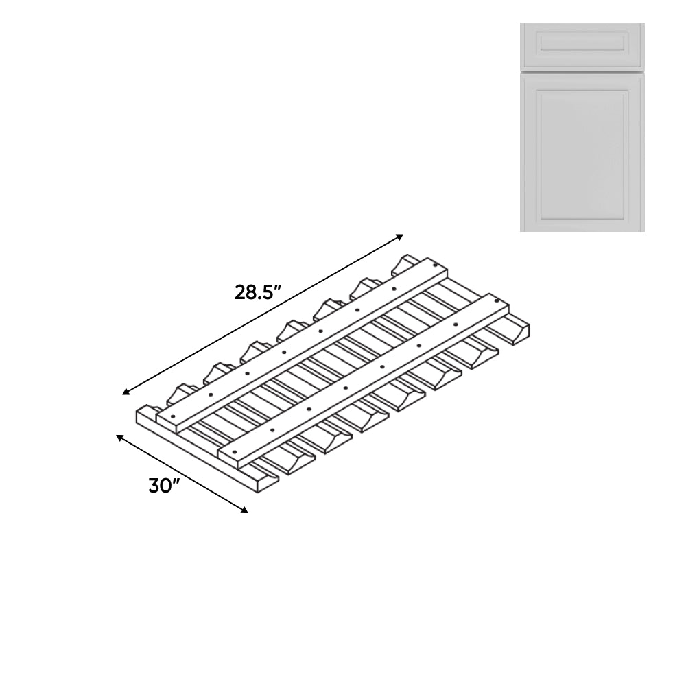 RTA - Elegant Shaker White - 30" - Wall Glass Rack- 30"W x 2"H x 12"D