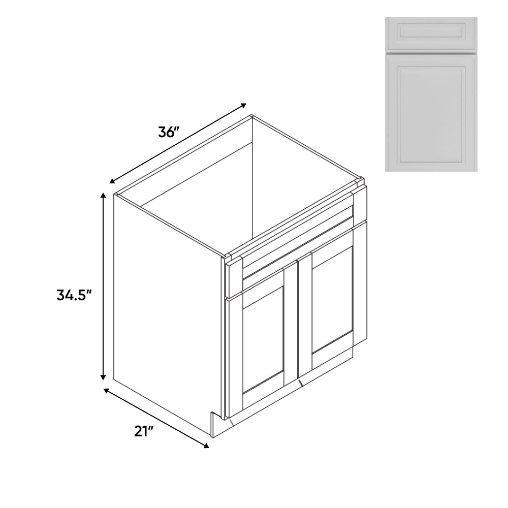 RTA - Elegant Shaker White - Vanity Cabinets with 2 Door - 36"W x 34.5"H x 21"D