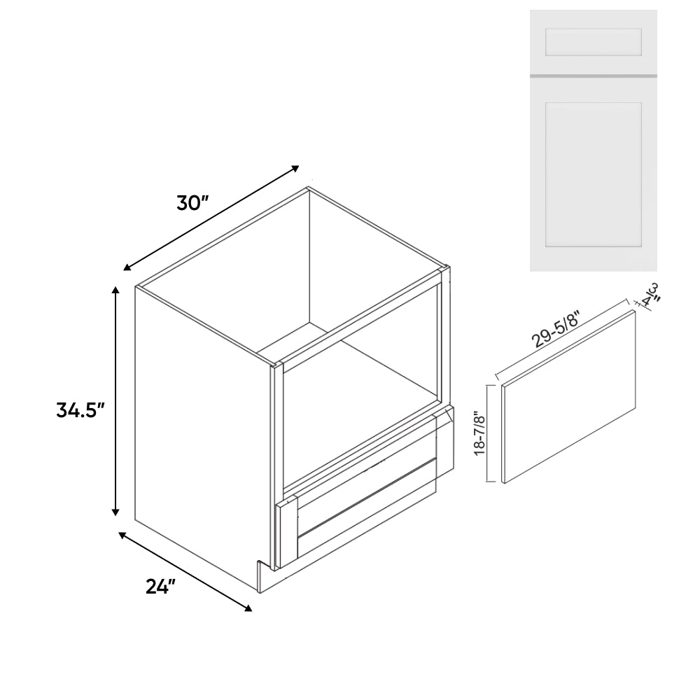 RTA - White Shaker - Base Microwave Cabinet - 30"W x 34.5"H x 24"D - VWS-B30MW