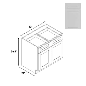 RTA - Elegant Shaker White - Base Cabinet with 2 Door 2 Drawer 1 Shelf - 33