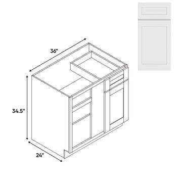 RTA - White Shaker - Base Blind Corner - 1 Door 1 Drawer - 36