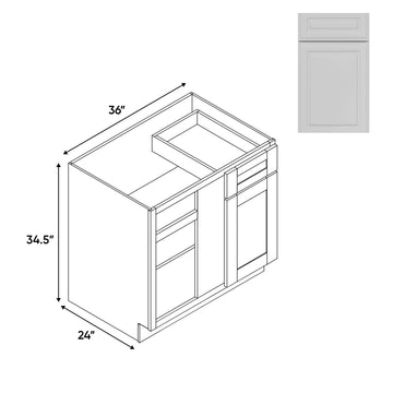 RTA - Elegant Shaker White - Base Blind Corner - 1 Door 1 Drawer - 36