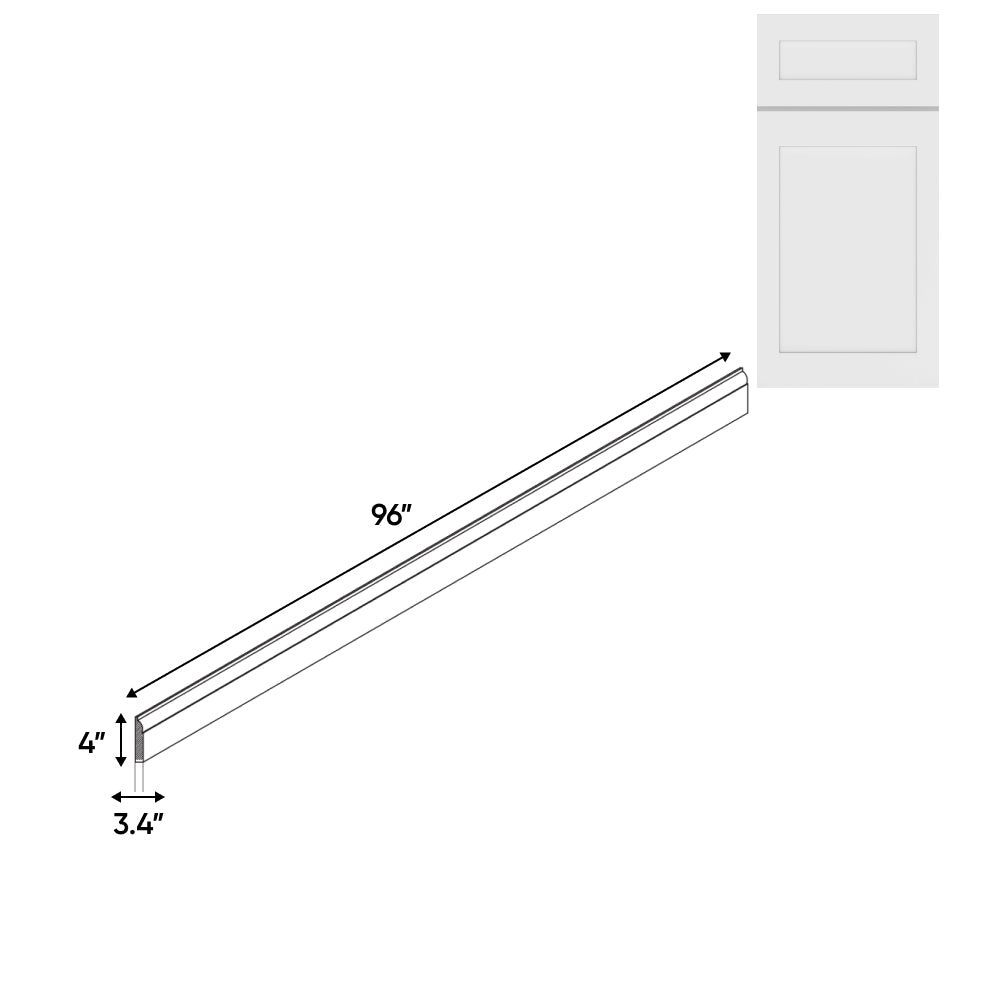 RTA - White Shaker - Base Decoration Moulding - 96"L x 4"W x 0.75"D - VWS-BBM4