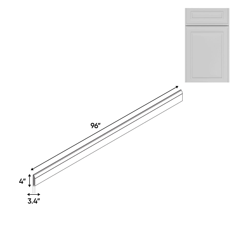 RTA - Elegant Shaker White - Base Decoration Moulding - 96"L x 4"W x 0.75"D