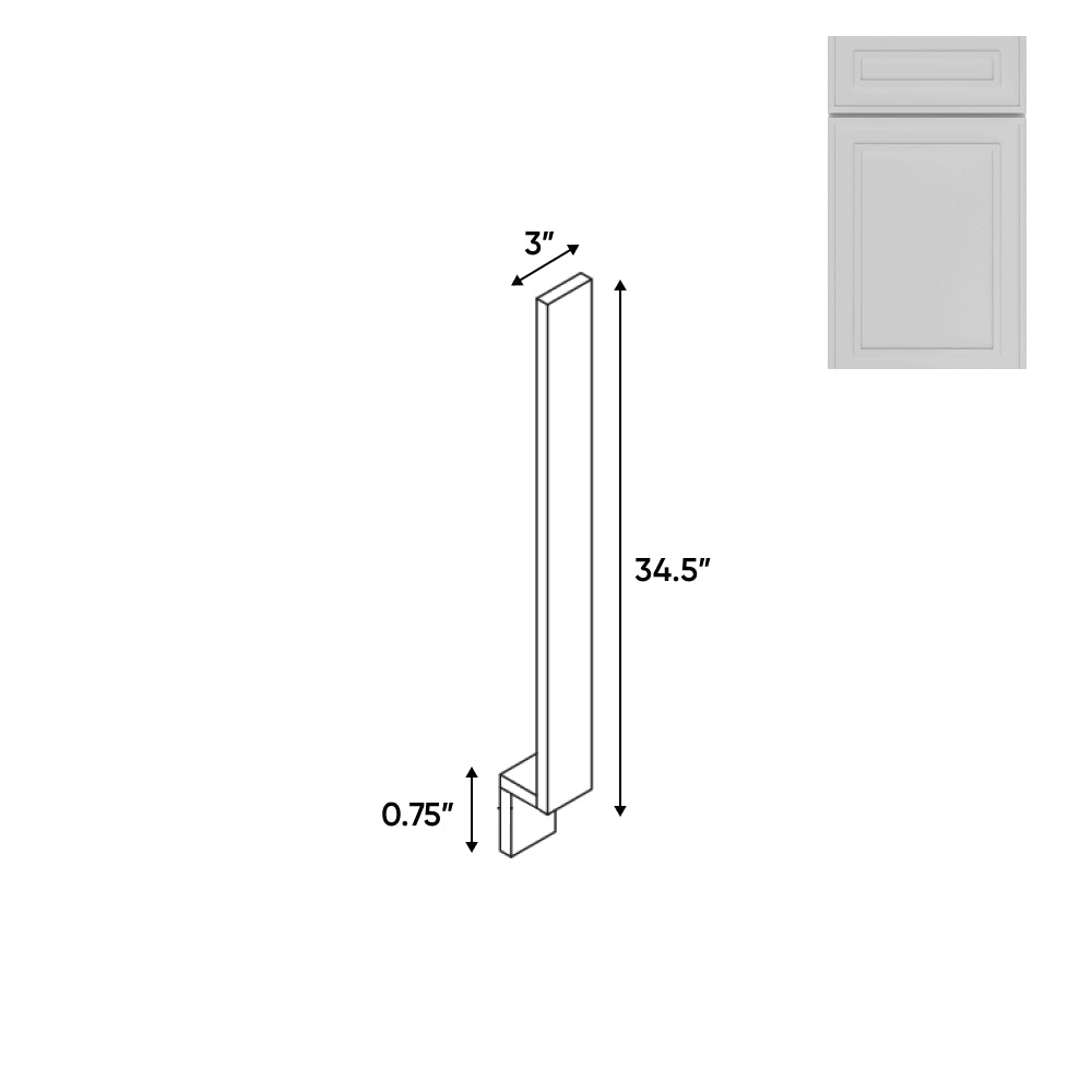 RTA - Elegant Shaker White - Wood Base Filler - 3"W x 34.5"H x 0.75"D