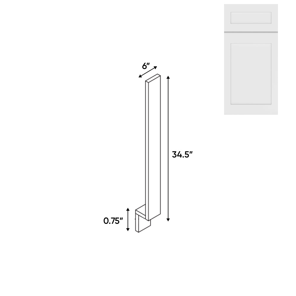 RTA - White Shaker - Wood Base Filler - 6"W x 34.5"H x 0.75"D - VWS-BF636