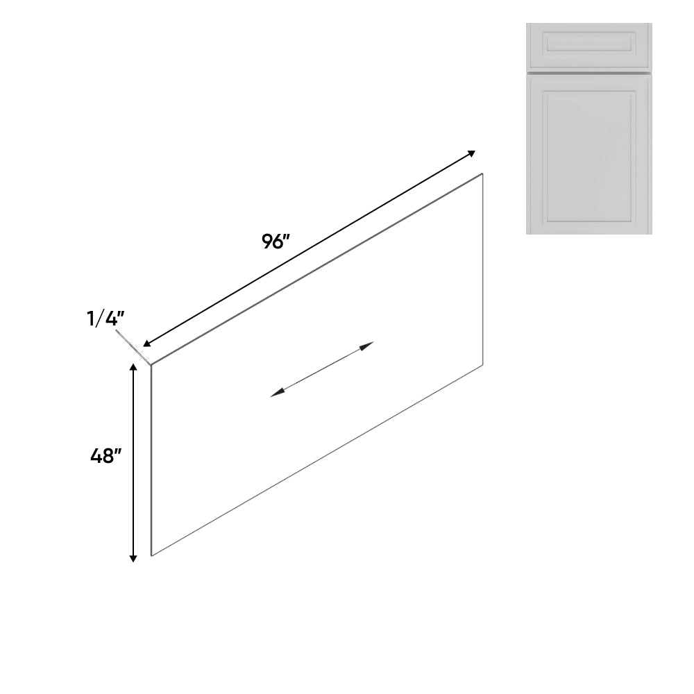 RTA - Elegant Shaker White - 96"W x 48"H - Base Panel Skin Single Side Finished