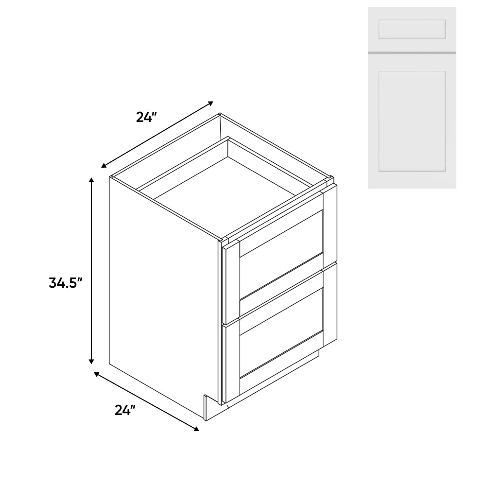 RTA - White Shaker - Drawer Pack with 2 Drawer - 24"W x 34.5"H x 24"D - VWS-DBT24