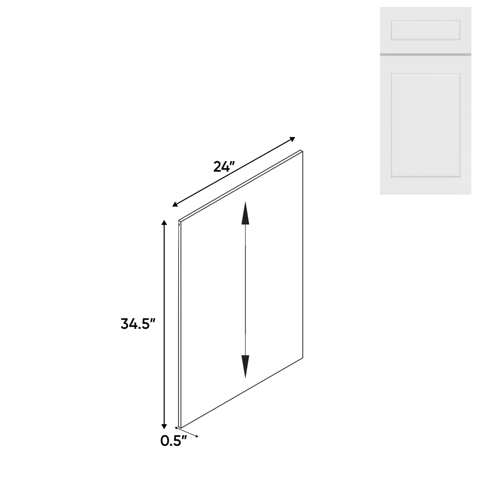 RTA - White Shaker - Plywood Panel Only - 24"W x 34.5"H x 0.5"D - VWS-DWR