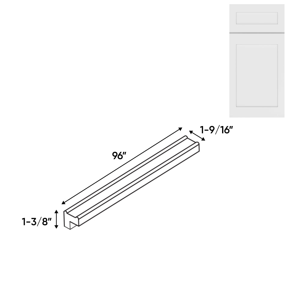 RTA - White Shaker - Light Molding - 96"W x 1 3/8"H x 1 9/16"D - VWS-LM8