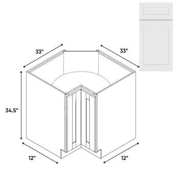 RTA - White Shaker - Lazy Susan - 1 Door 2 Wood Turning Shelf - 33