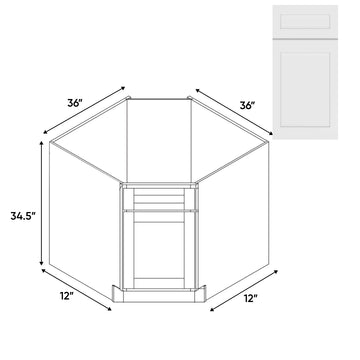 RTA - White Shaker - Base Diagonal Corner Sink Cabinet - 36