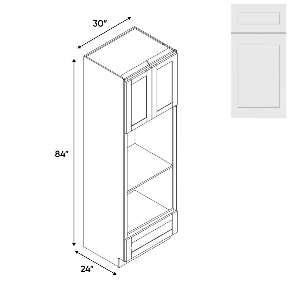 RTA - White Shaker - Wall Oven Cabinets with 2 Door 1 Drawer - 30"W x 84"H x 24"D - VWS-OC3084U