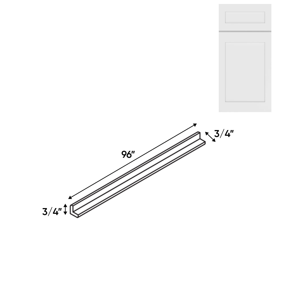 RTA - White Shaker - Outside Molding - 96"W x 3/4"H x 3/4"D - VWS-OCM8