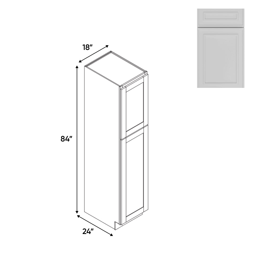 RTA - Elegant Shaker White - Tall Pantry Cabinets with 2 Door 5 Shelf Space - 18"W x 84"H x 24"D