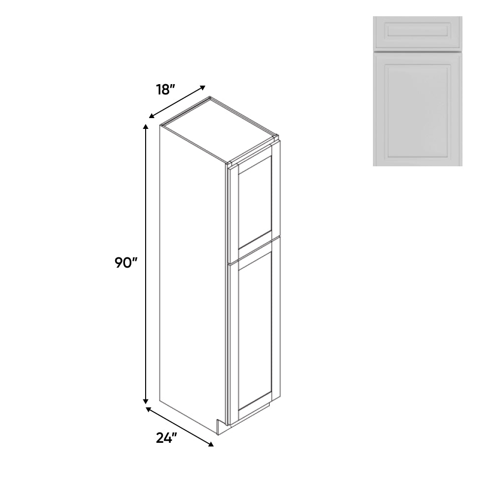 RTA - Elegant Shaker White - Tall Pantry Cabinets with 2 Door 5 Shelf Space - 18"W x 90"H x 24"D