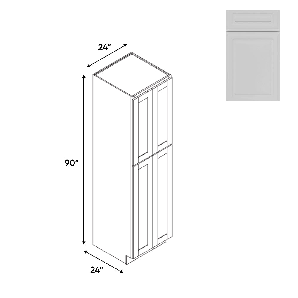 RTA - Elegant Shaker White - Tall Pantry Cabinets with 4 Door 5 Shelf Space - 24"W x 90"H x 24"D