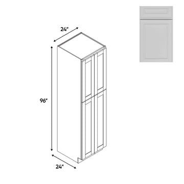 RTA - Elegant Shaker White - Tall Pantry Cabinets with 4 Door 5 Shelf Space - 24