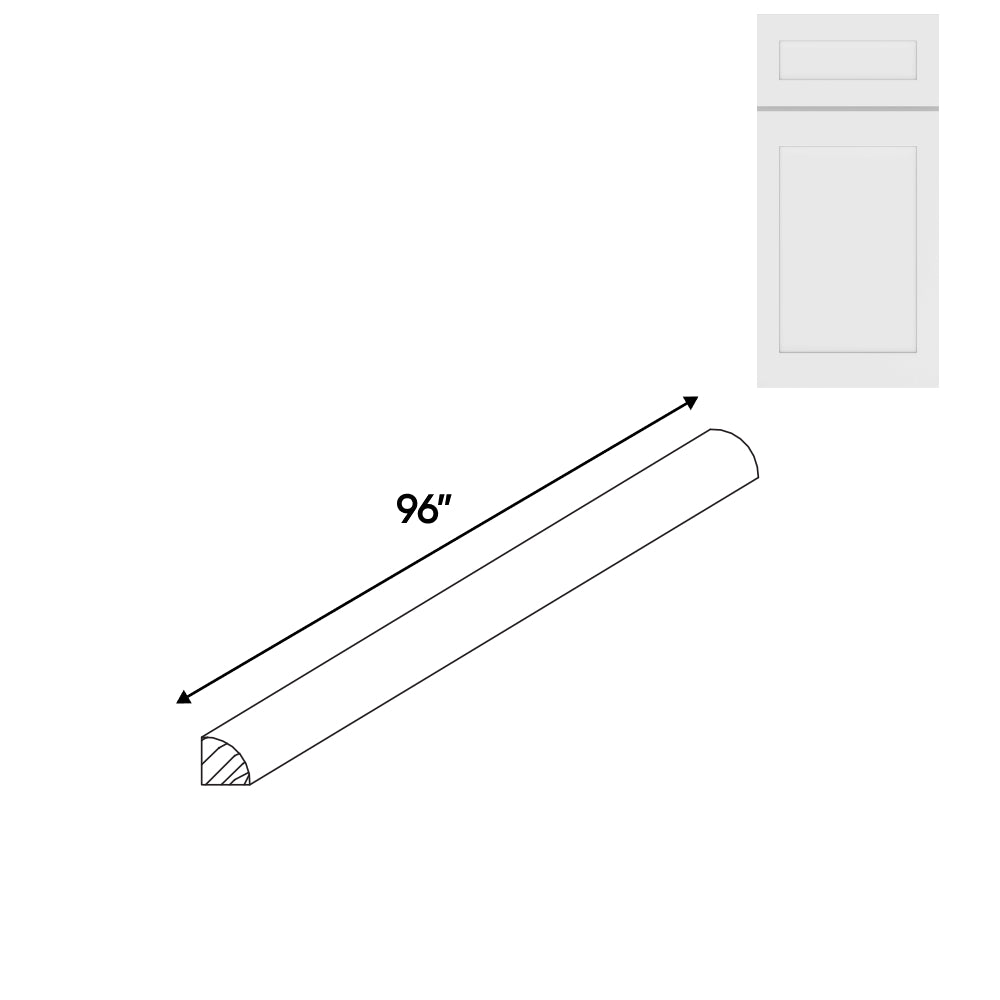 RTA - White Shaker - 96"L - Quarter Round - 96"W x 0.75"H x 0.75"D - VWS-QR8