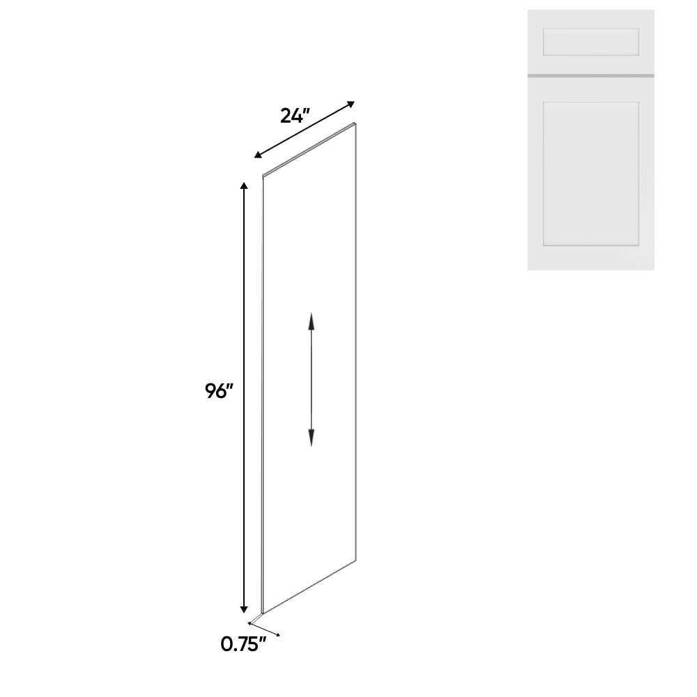 RTA - White Shaker - Refrigerator End Panel - 96"L x 24"W x 0.5"D - VWS-RRP96