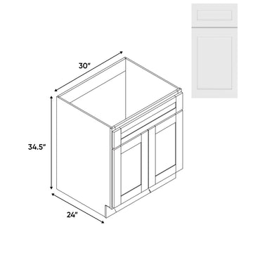 RTA - White Shaker - 30"W - Sink Base 2 Door with 1 Drawer Face - 30"W x 34.5"H x 24"D - VWS-SB30