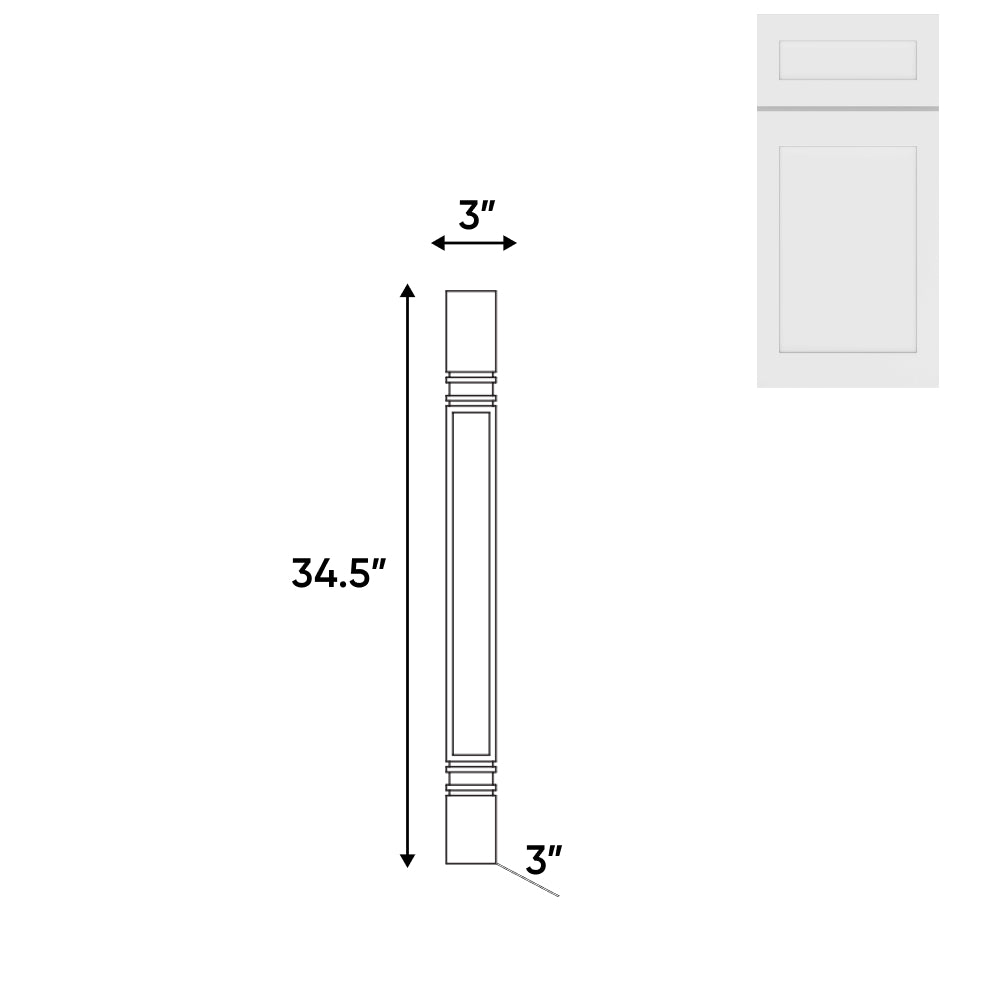 RTA - White Shaker - Turning Post - 3"W x 34.5"H x 3"D - VWS-TP5