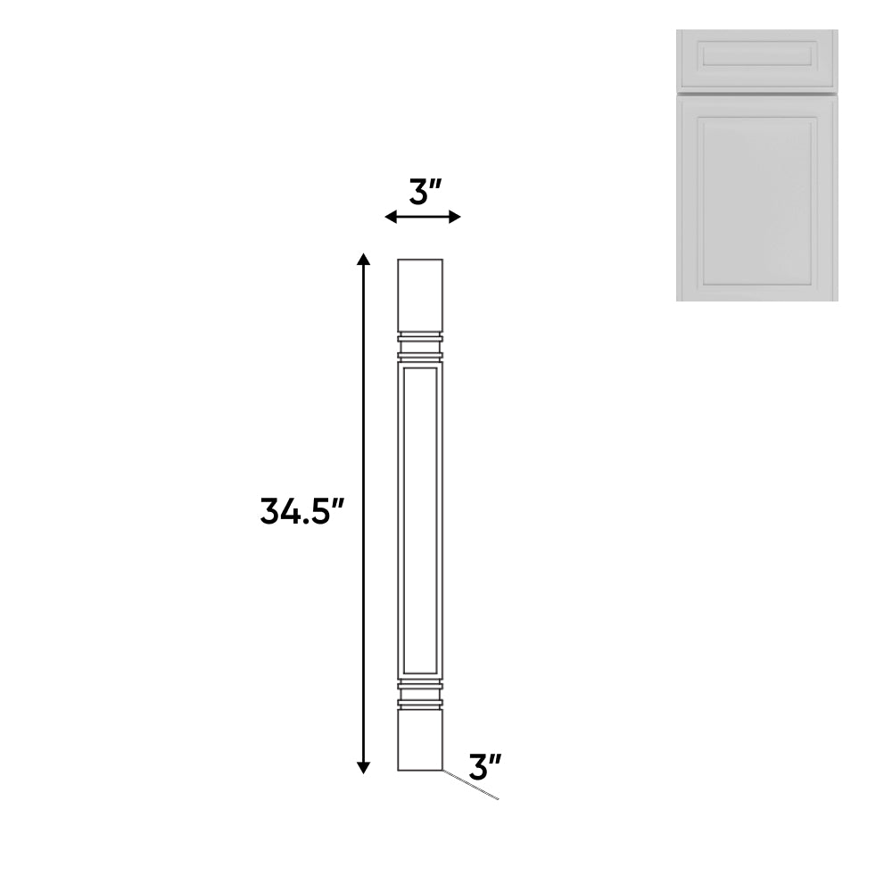 RTA - Elegant Shaker White - Turning Post - 3"W x 34.5"H x 3"D