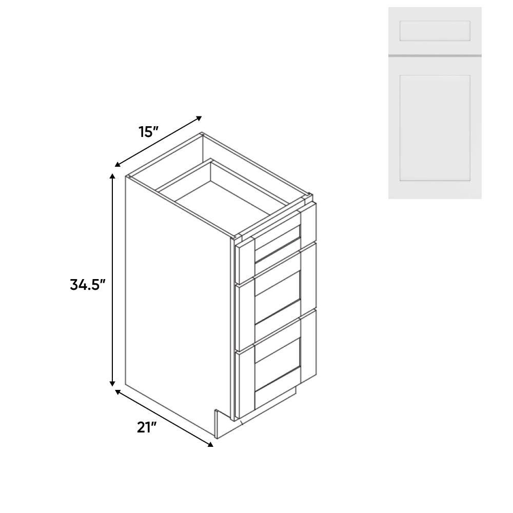 RTA - White Shaker - Vanity Drawer Pack with Drawer - 15"W x 34.5"H x 21"D - VWS-V15