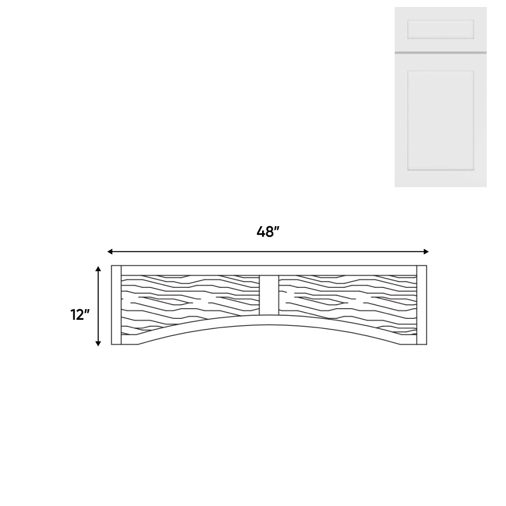 RTA - White Shaker - 48"W x 12"H - Valance (Raised Wood Panel) - 48"W x 12"H - VWS-VAD48