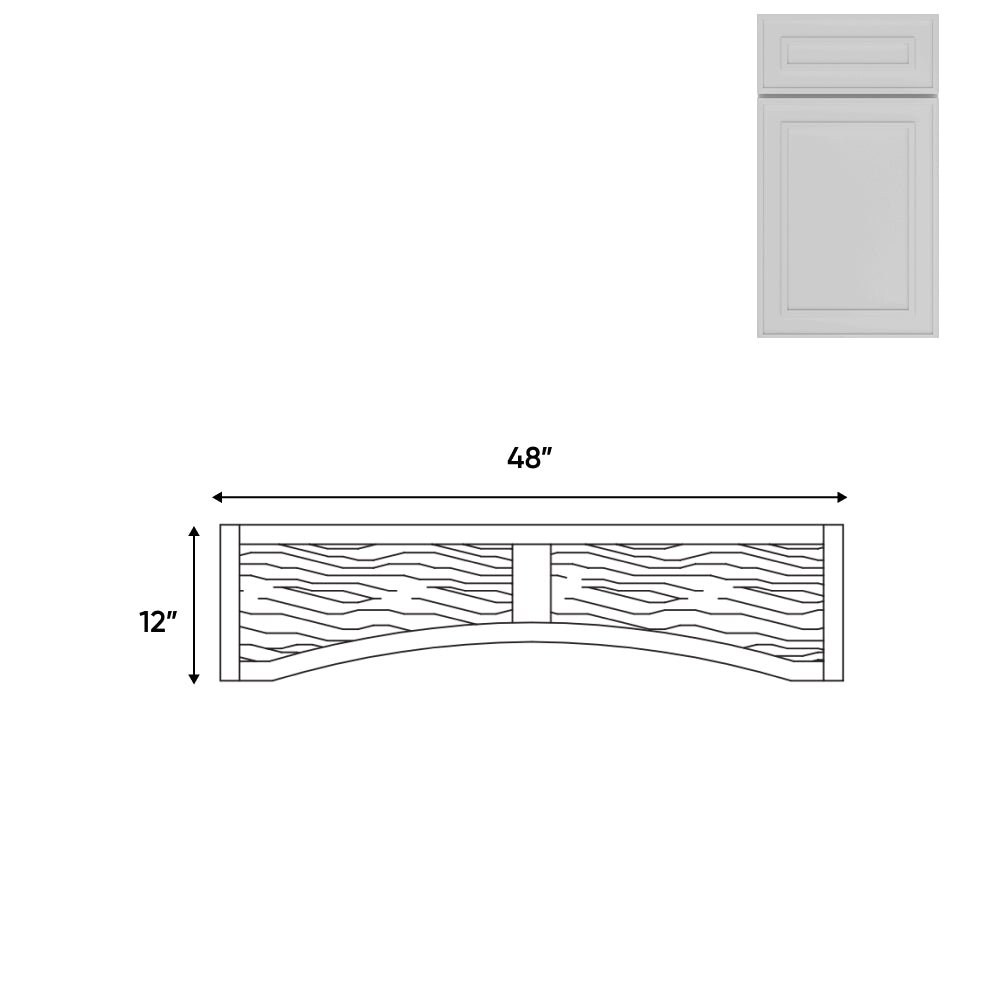 RTA - Elegant Shaker White - 48"W x 12"H - Valance (Raised Wood Panel)