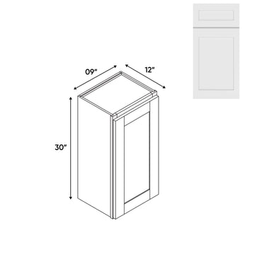 RTA - White Shaker - Wall High Cabinets with 1 Door 2 Shelf - 09