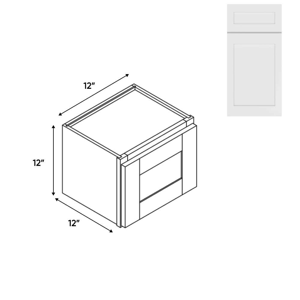 RTA - White Shaker - 12"W - Stack Up Wall Cabinet with Glass Door - 12"W x 12"H x 12"D - VWS-W1212GD