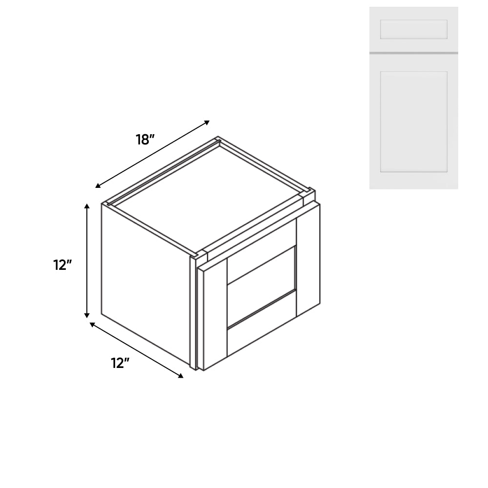 RTA - White Shaker - 18"W - Stack Up Wall Cabinet with Glass Door - 18"W x 12"H x 12"D - VWS-W1812GD