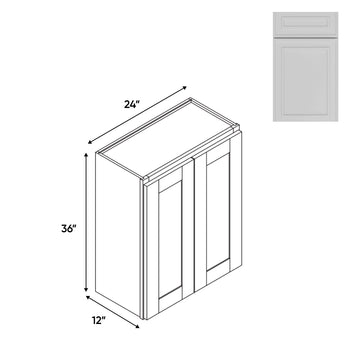 RTA - Elegant Shaker White - Wall High Cabinets with 2 Door 2 Shelf - 24