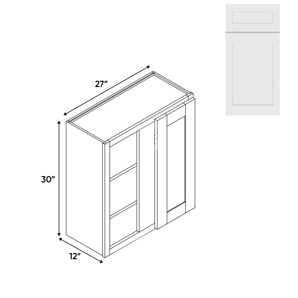 RTA - White Shaker - Wall Blinder Corner - 1 Door 2 Shelf - 27"W x 30H" x 12"D - VWS-WBC2730